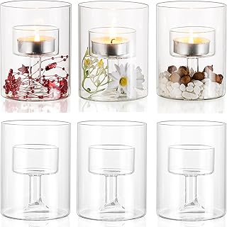 Romadedi Glass Hurricane for Tealight Candles Centerpiece - Cylinder Clear Tea Light Candle Holders for Table Centerpieces Wedding Home Decor Party Dining Birthday Room Decorations