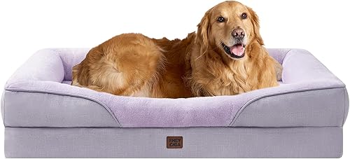 Miniatura 35 de EHEYCIGA Cama para perro de espuma viscoelástica para tamaño mediano, sofá ortopédico para perro con lados y forro impermeable, sofá lavable para