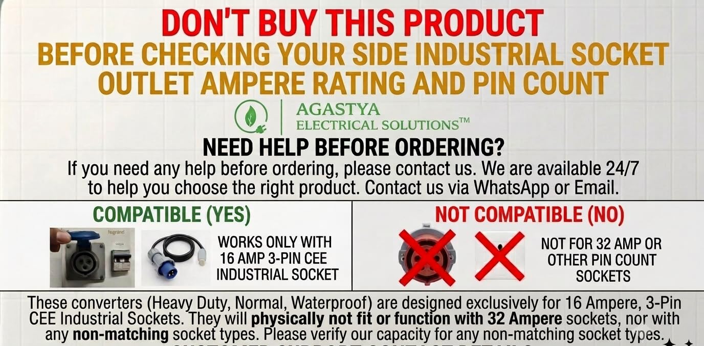 CEE 16A 3pin Industrial Plug to 16A 3-Pin Indian Socket Converter with 2.5sqmm 3-Core Copper Cable for EV Car Charging, Power Tools (Heavy Duty) — Amazon image 3