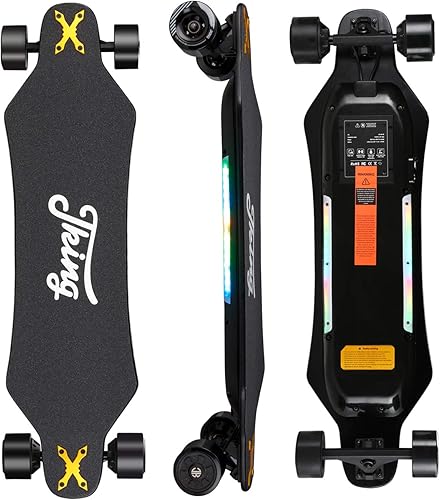 JKING Electric Skateboard Electric Longboard with Remote Control Electric Skateboard900W Hub-Motor 26 MPH Top Speed218 Miles Range3 Speed
