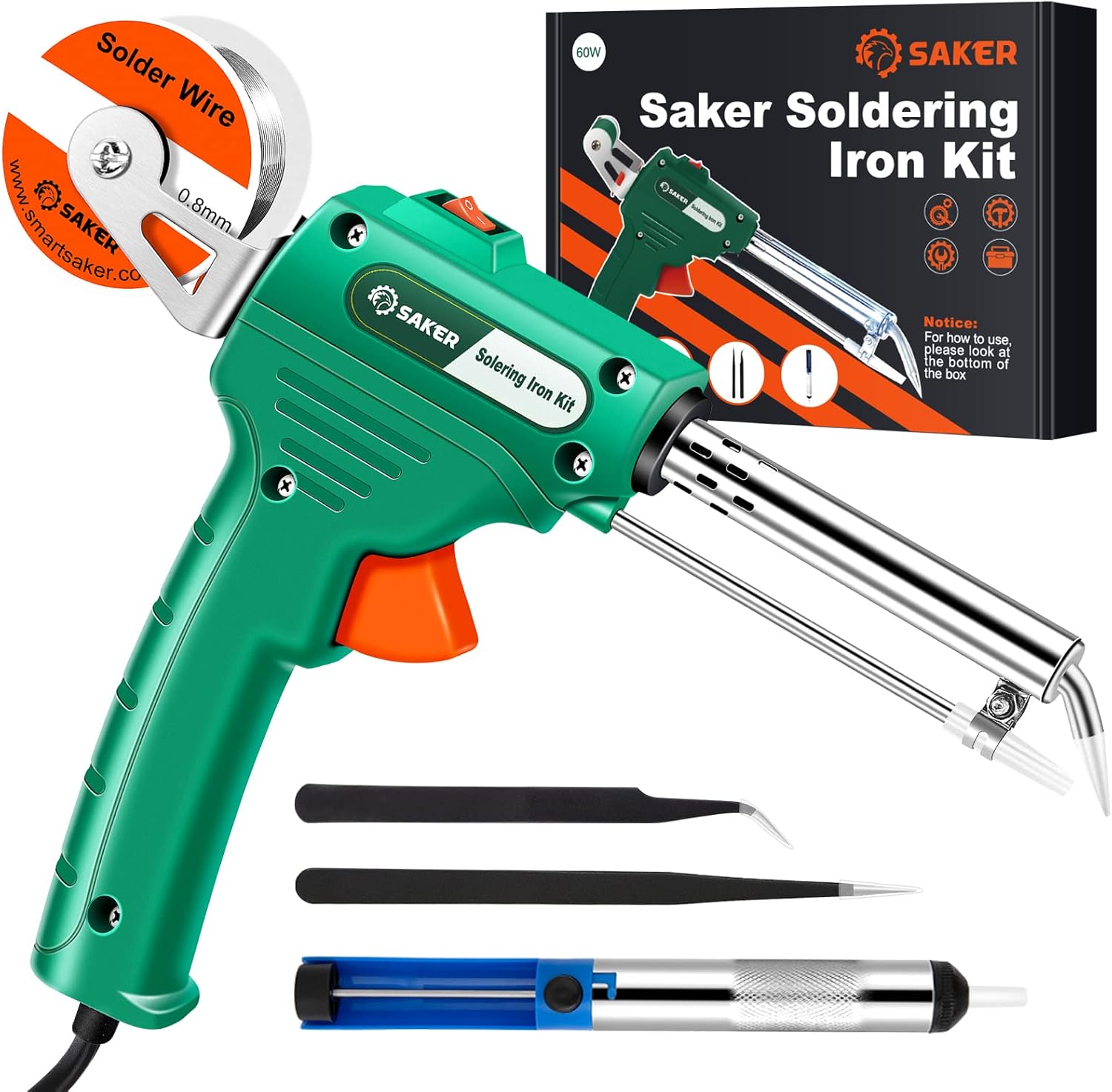 Saker Soldering Iron Kit,60W 110V Corded Electric Welding