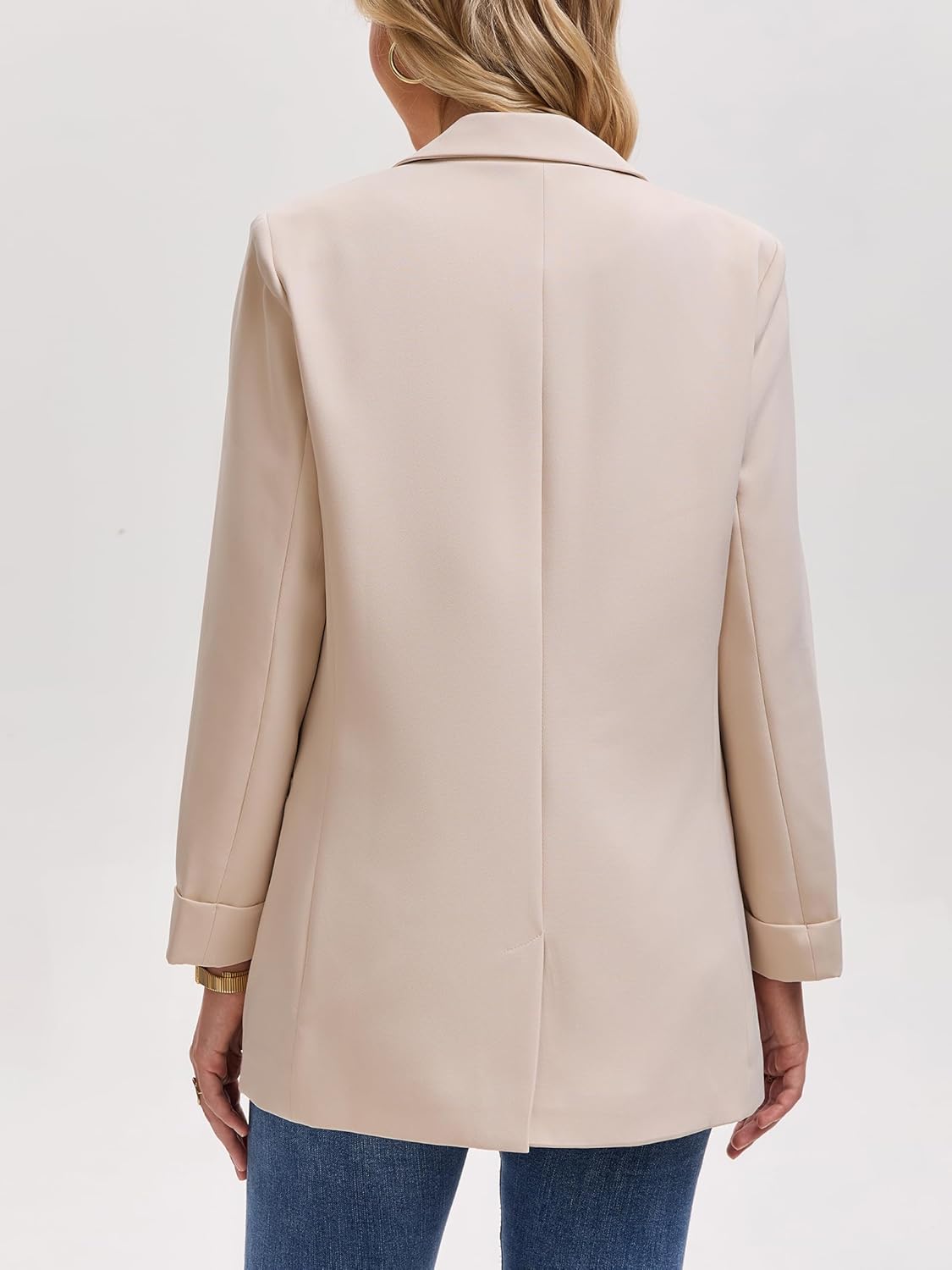 Womens Semi-Tailored Business Casual Blazer 9/10 Sleeve Lightweight Work Office Jacket with Pockets