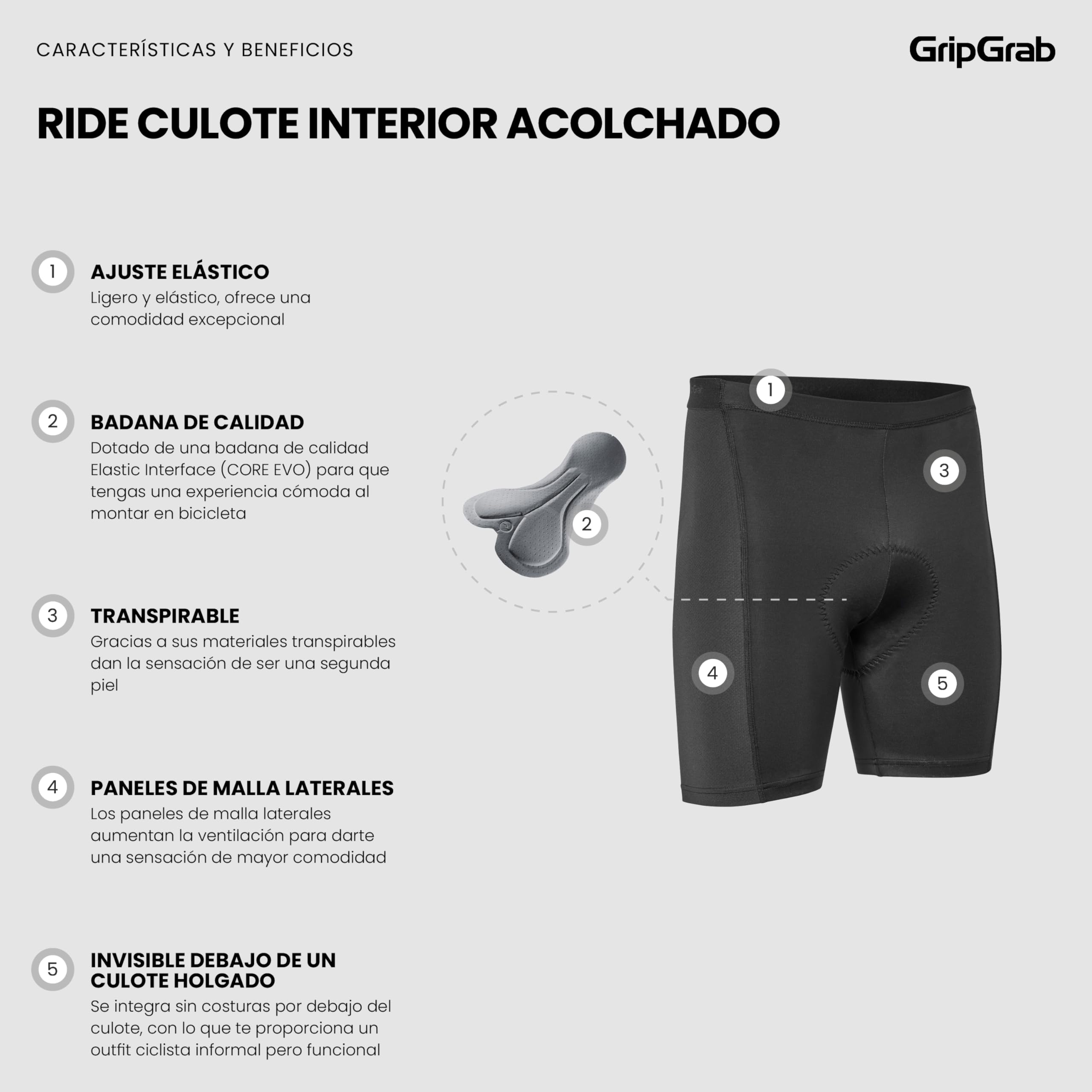 GripGrab Culotte Ciclismo Hombre Interior Ride Acolchado Culotte Interior Underwear Culotte Ciclismo Hombre Corto Verano Carretera MTB Gravel Spinning