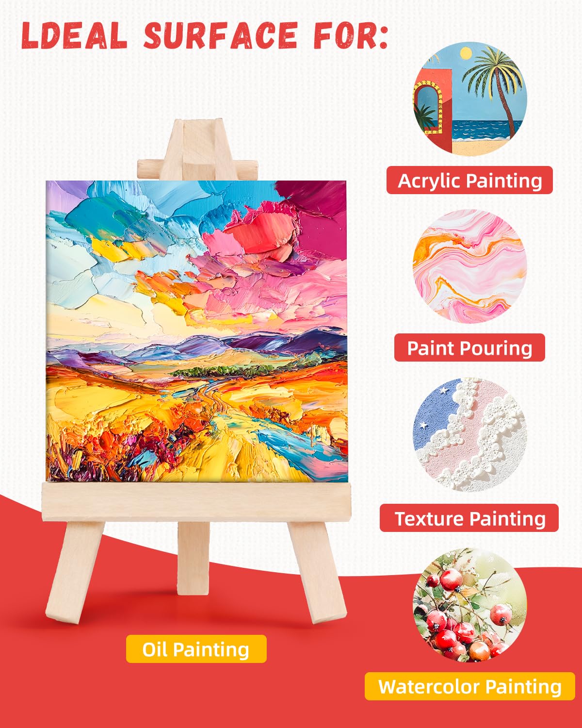 Black Canvas For Painting CONDA 5x7 Inch Canvas Panels - 14 Black & 12 ...