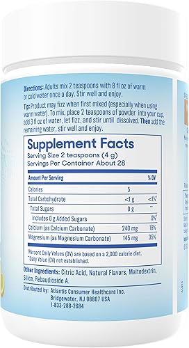 Miniatura 2 de SlowMag Polvo de Magnesio, Mezcla de Bebida de Suplemento de Magnesio + Calcio, Sabor Frambuesa Limón, Apoya la Relajación Muscular y la Salud del