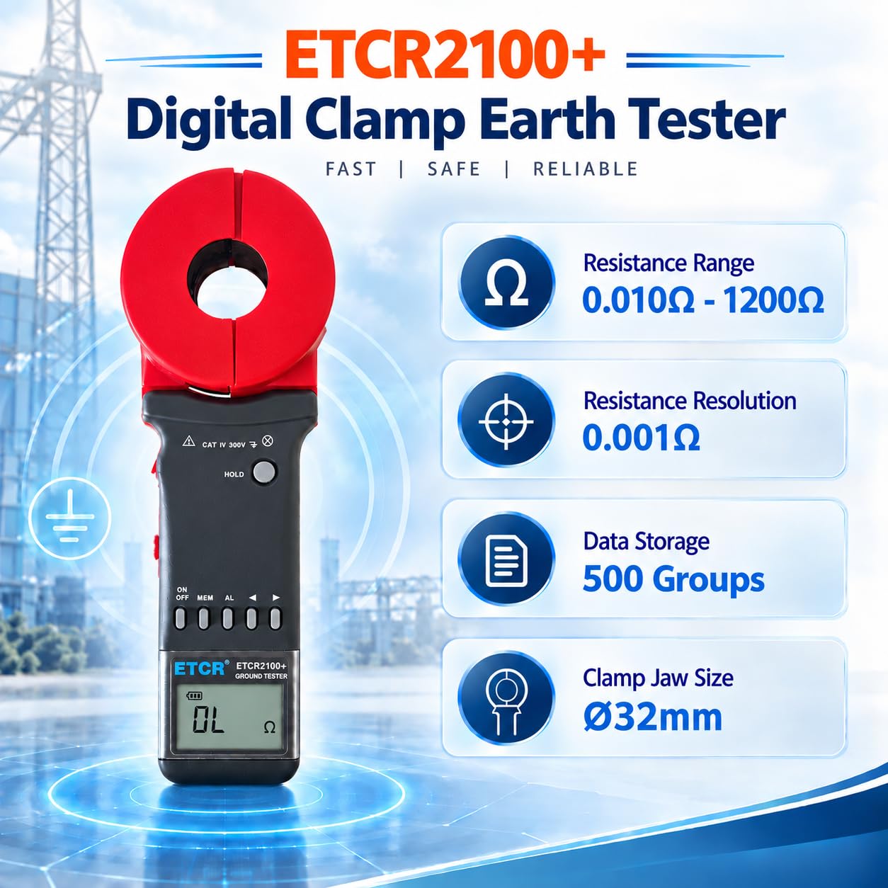 ETCR2100+ Clamp Ground Resistance Meter - Buy Now! -2