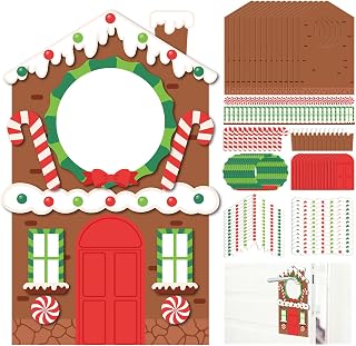Gueevin 24 Pcs Xmas Gingerbread House Door Knob Hanger DIY Craft Kit | Indoor Doorknob Sign for Christmas Holiday Decor, Party Favors, Sticker Craft Supplies for Home Doorway Decorations