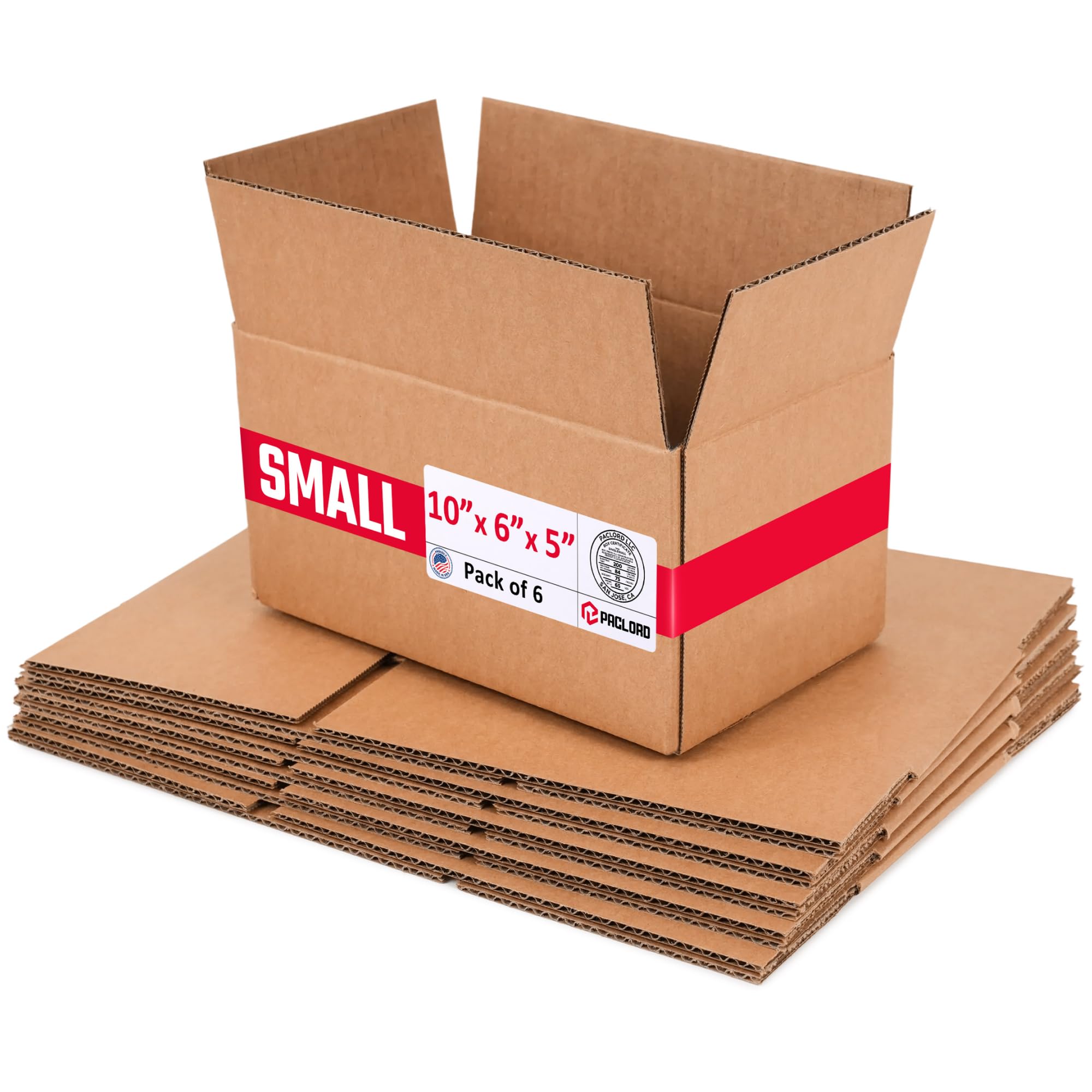 Small Cardboard Boxes 10"L x 6"W x 5"H (Pack of 6) - USA-Made Packing Boxes for Moving, Shipping, or Storage - USPS, UPS, FedEx Approved - Professional Packing Supplies for Moving | USA-Made Packing Boxes for Moving, Shipping, or Storage - USPS, UPS, FedEx Approved - Professional Packing Supplies