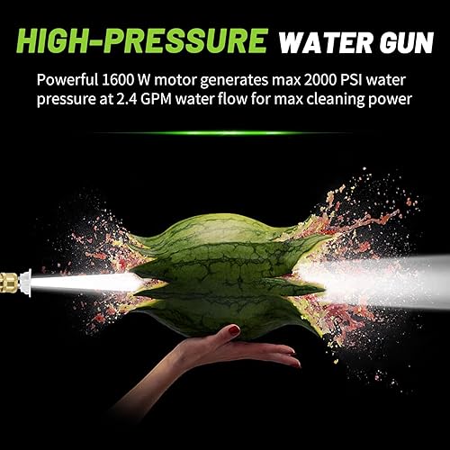 Miniatura 3 de Poolergetic Lavadora de alta presión, limpiador de lavadora profesional, con 4 boquillas, botella de jabón y carrete de manguera, lo mejor para