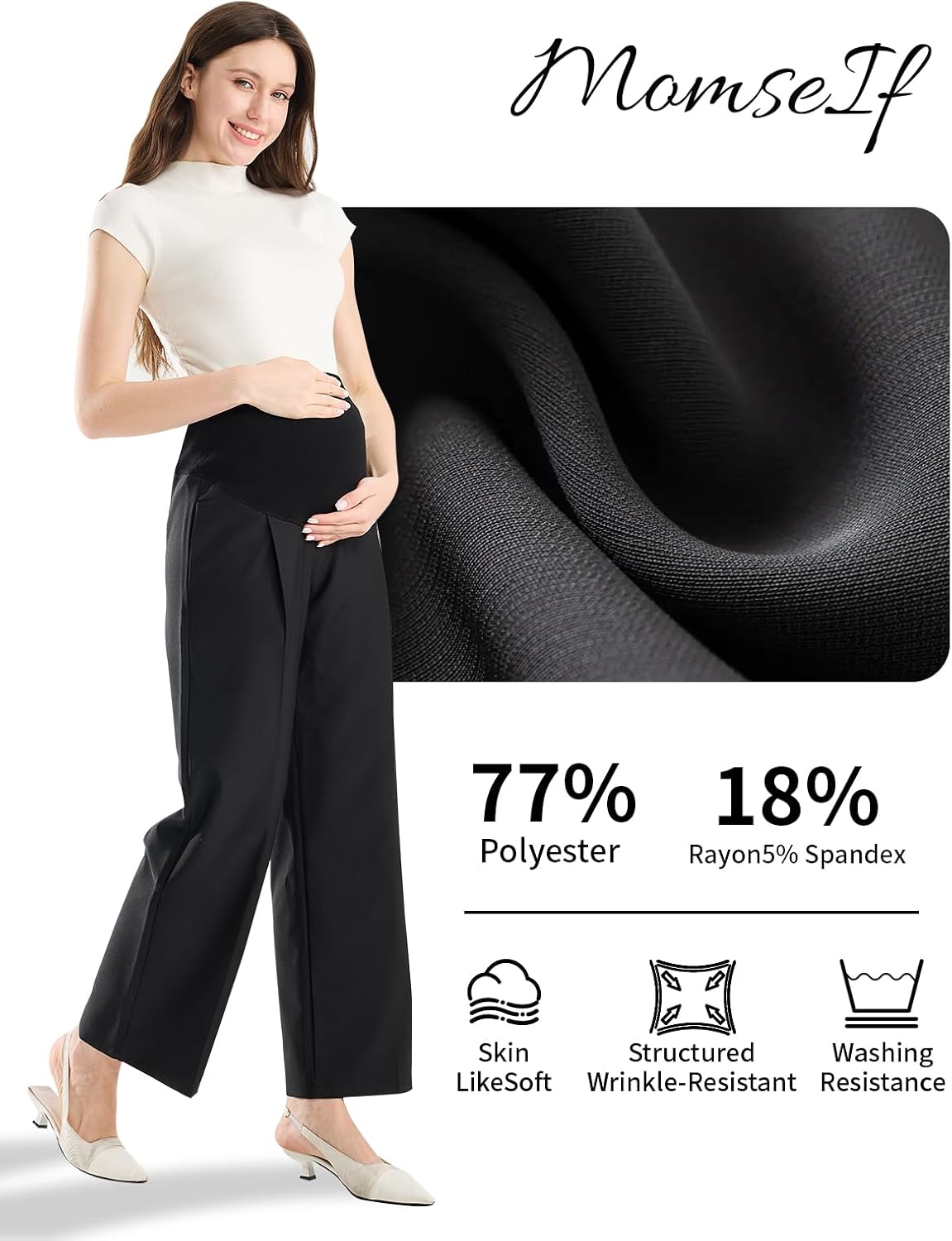 Maternity Casual Wide Leg Palazzo Comfortable Pants Capris Clothes for Work Activewear Lounge Business Casual Dress