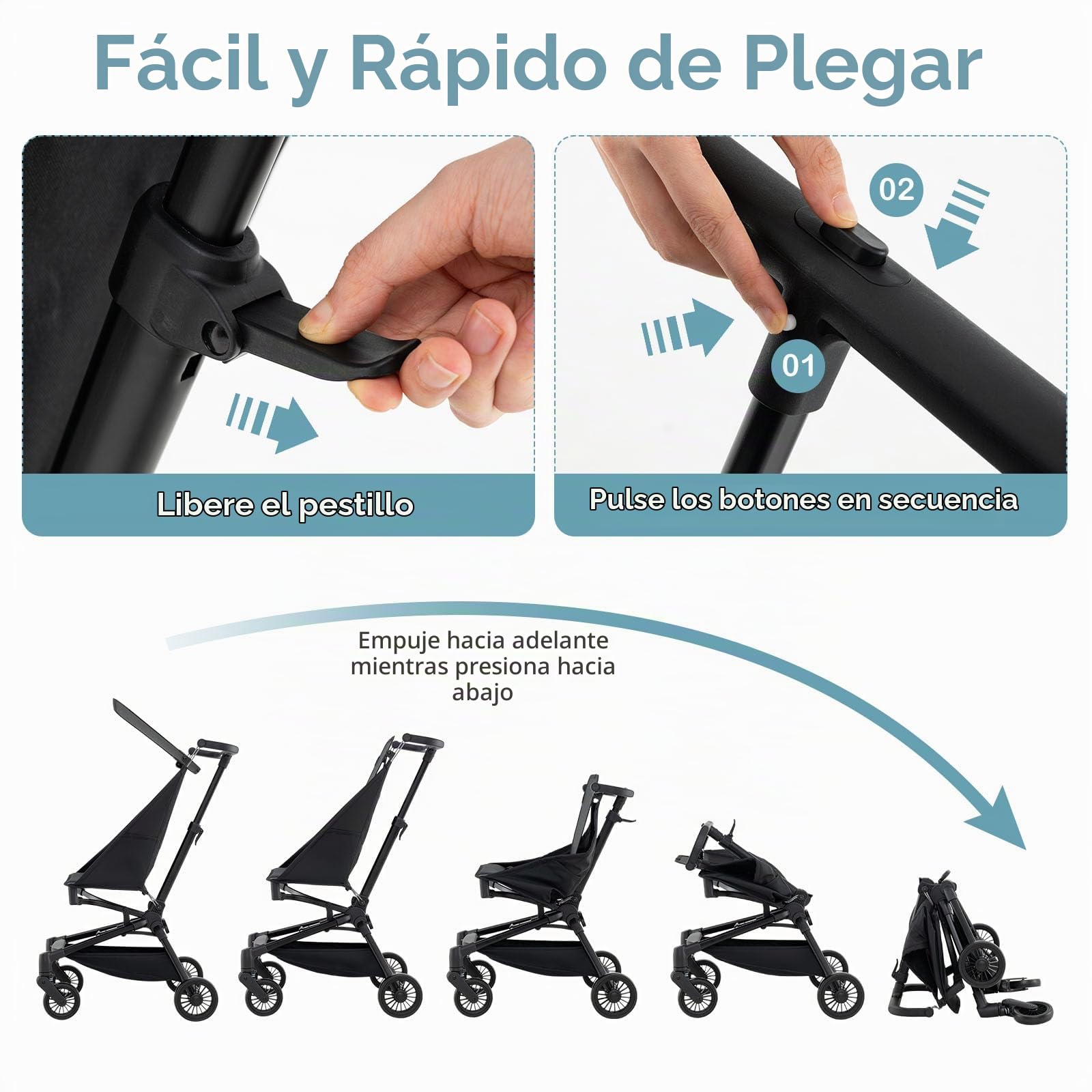 LIFEZEAL Silla de Paseo Ligera, Silla de Paseo para Bebé a Partir de 6 Meses, Cochecito de Viaje Plegable con Cesta Portaobjetos, Capota Extraíble y Ajustable, Hasta 15 KG