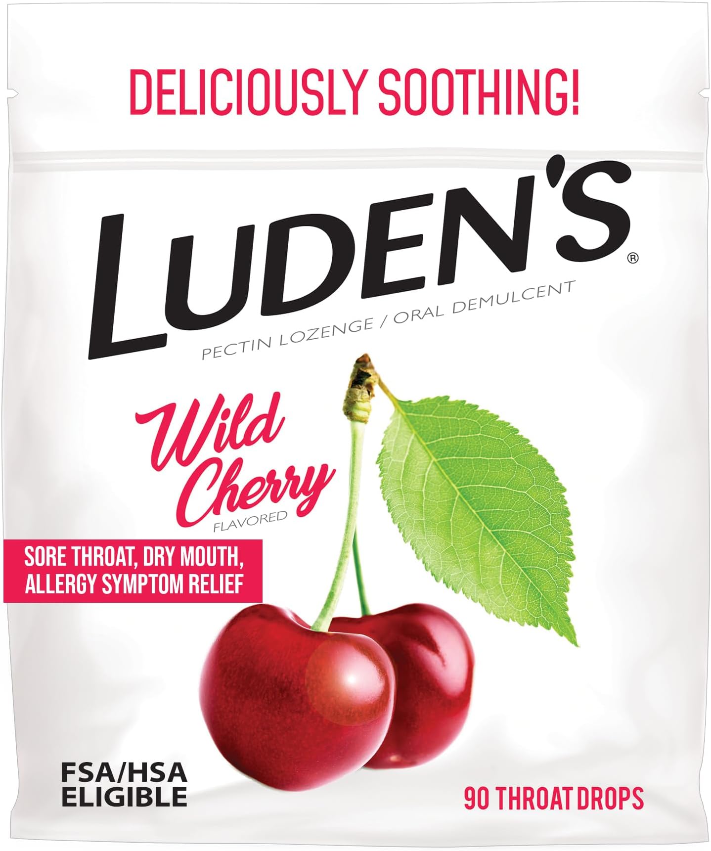 Deliciously Soothing Throat Drops, Wild Cherry Flavor, 90 Count