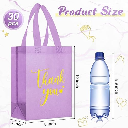 Miniatura 3 de Sweetude 30 bolsas de regalo de agradecimiento con asas a granel, reutilizables, no tejidas, bolsas plegables para la escuela, graduación, boda,