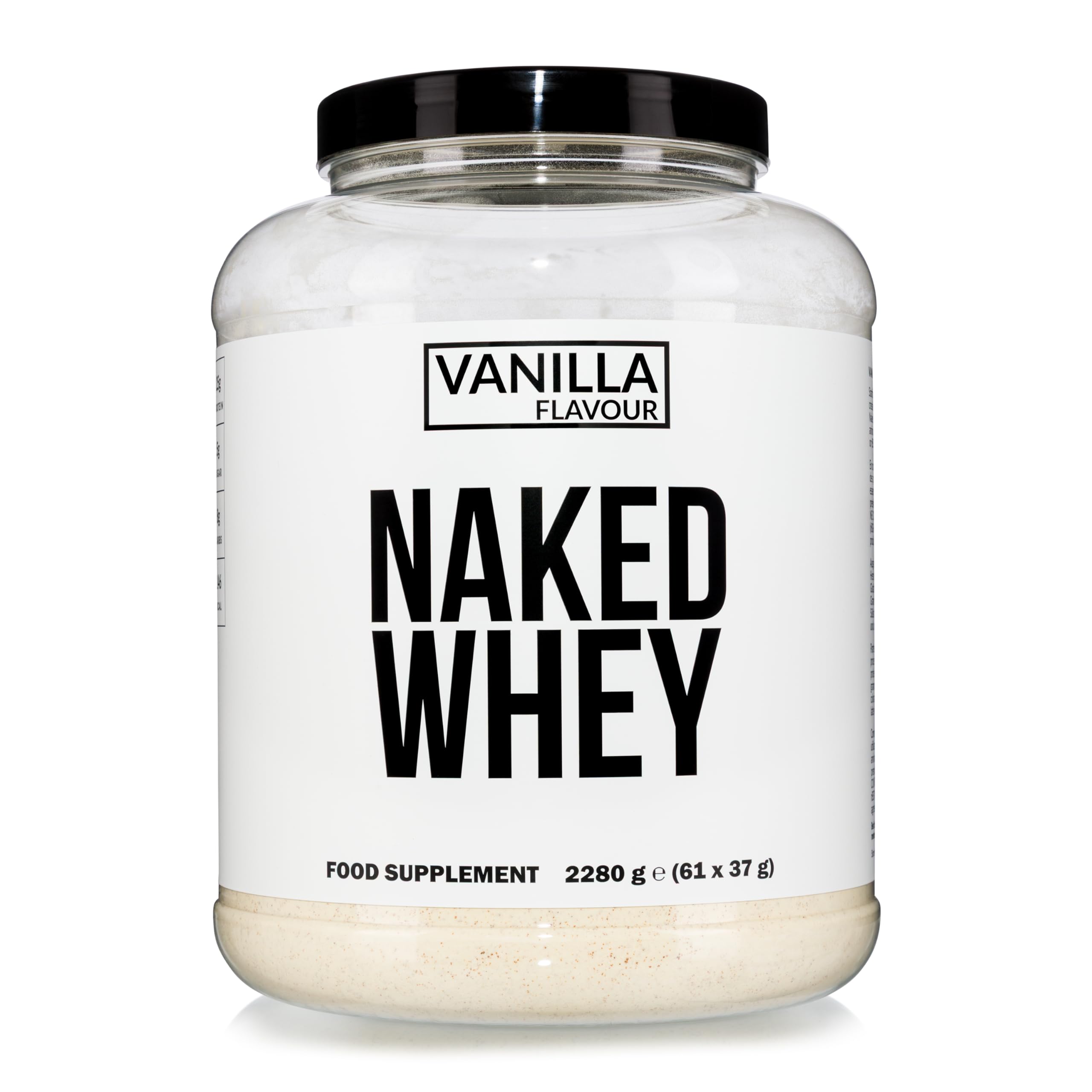 Naked Whey - Suplement diety w postaci proszku zawierający białko serwatkowe, o smaku waniliowym, bez GMO, bez soi, bez glutenu, wspomagający wzrost i regenerację mięśni, 2280 g