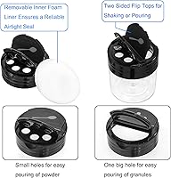 Vista 2 de Foraineam Paquete de 30 frascos de plástico transparente de 4 onzas, mini frascos de condimentos para especias con tapa abatible negra para verter