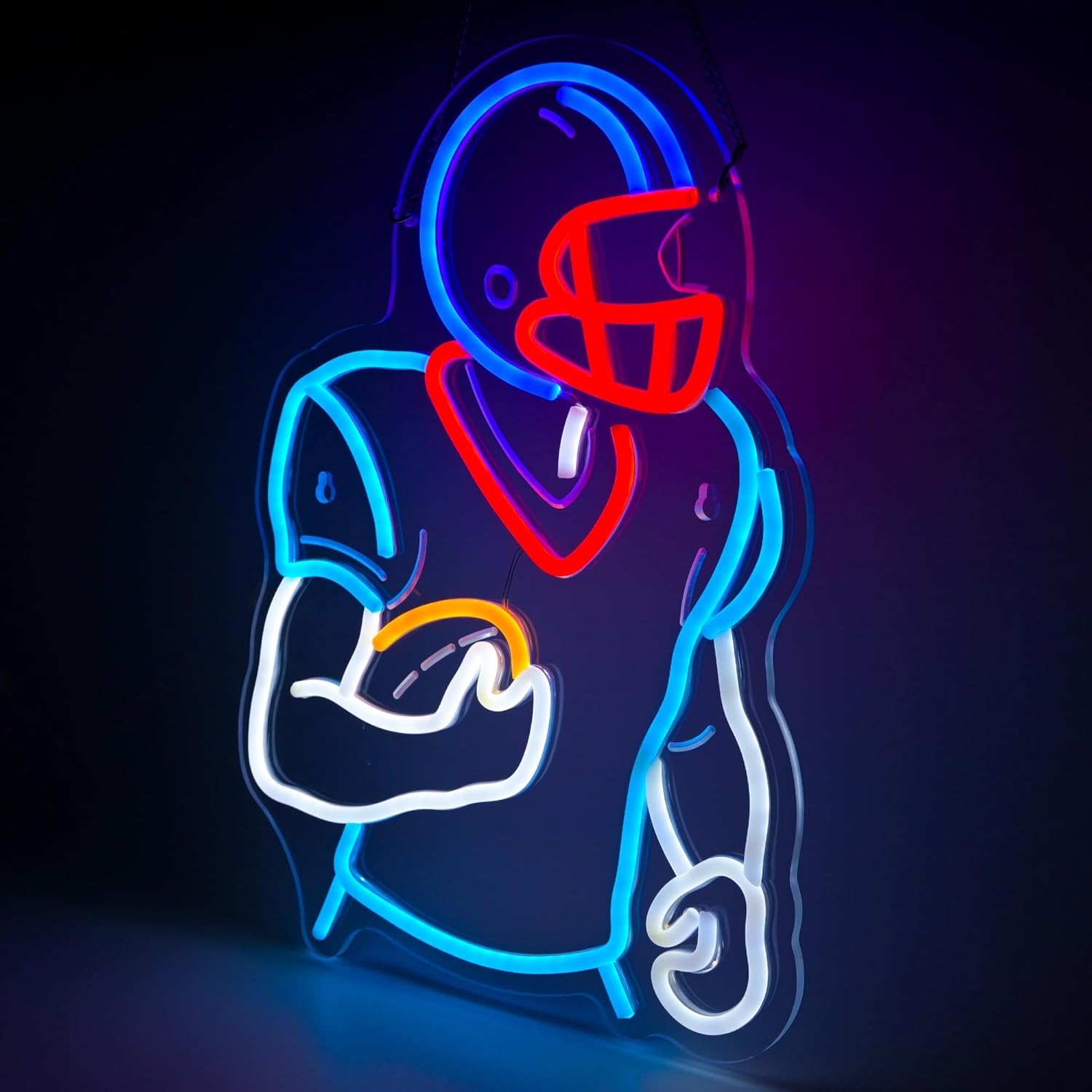 Football Player Neon Light - Dimmable LED Football Decor for Man Cave, Boys Room & Sports Bar|Gifts for Men, Coaches, Teens|Classic Blue|16.7x12.3" USB Powered - Image 2