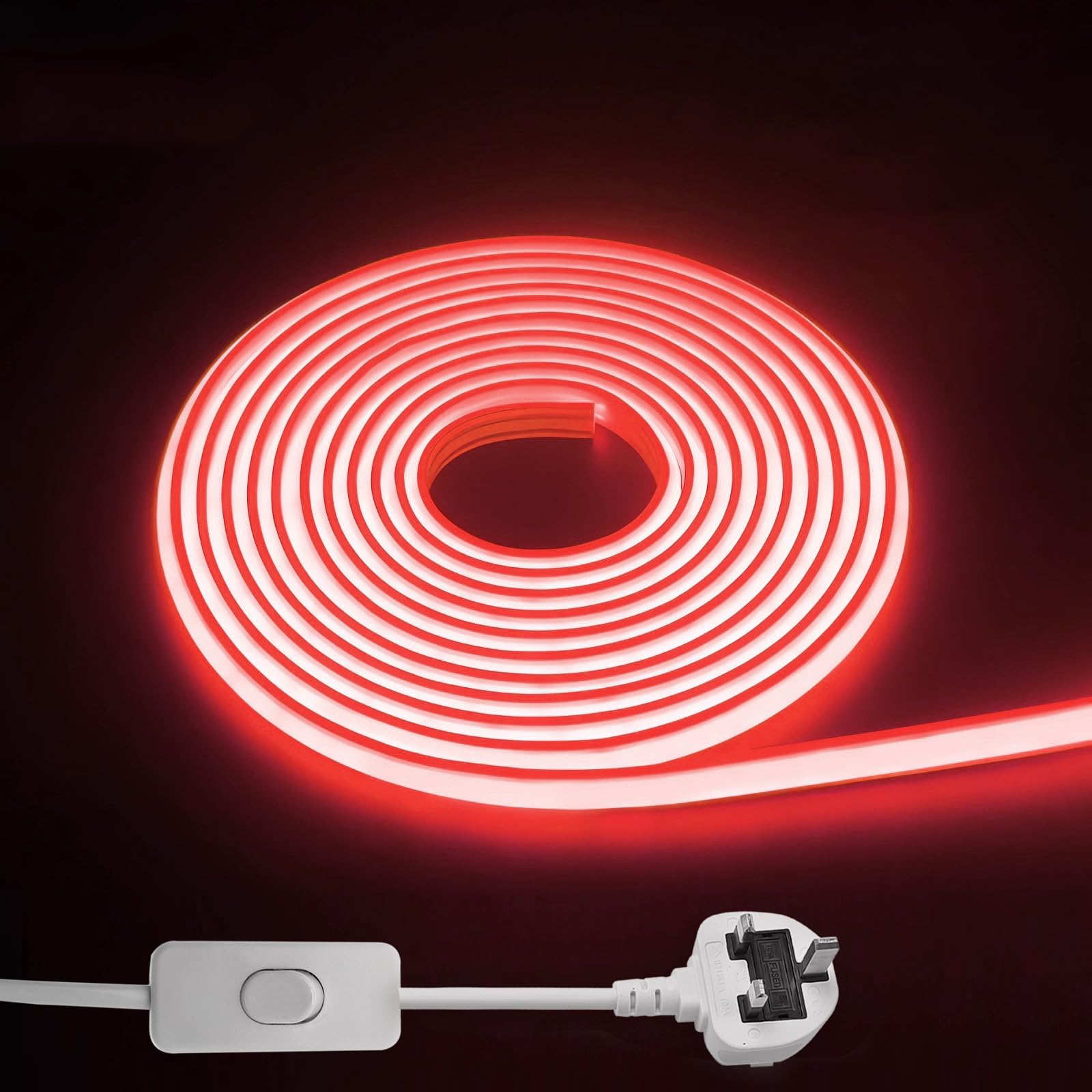 STHomedeco IP65 Waterproof LED Strip Light, 220V Outdoor Flexible COB Light Strip with Adhesive Backing, Illumination for Indoor and Outdoor Decoration (Red, LED Strip Light 1m)