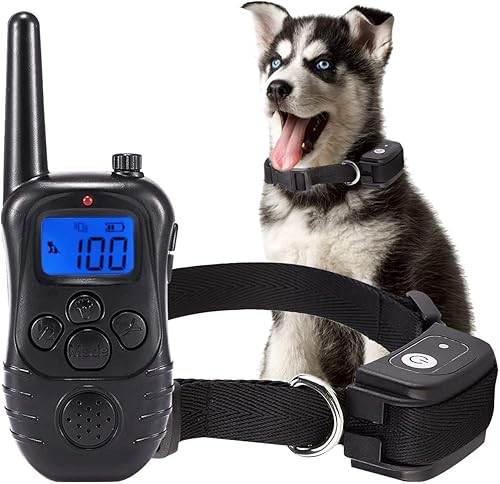 YEHOBU Collar de choque para perros grandes 100  impermeable recargable con control remoto seguro para vibración de pitido 4 modos de choque para