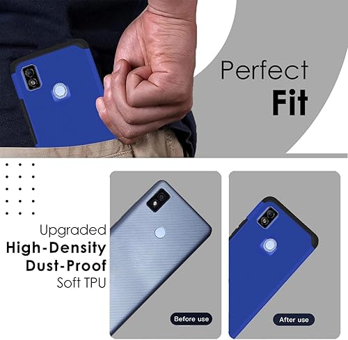 Miniatura 6 de TJS Funda compatible con Cricket Icon 4 (solo 4 versión), con protector de pantalla de vidrio templado de doble capa híbrida (compatible con montaje