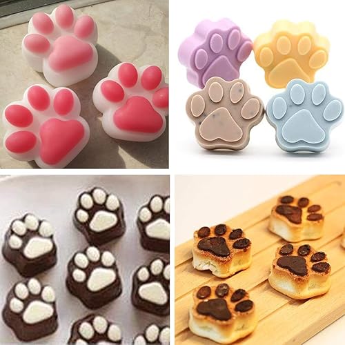 Miniatura 6 de WARMBUY Moldes de silicona para golosinas para perros, fabricación de jabón y chocolate, patas de animales, paquete de 2