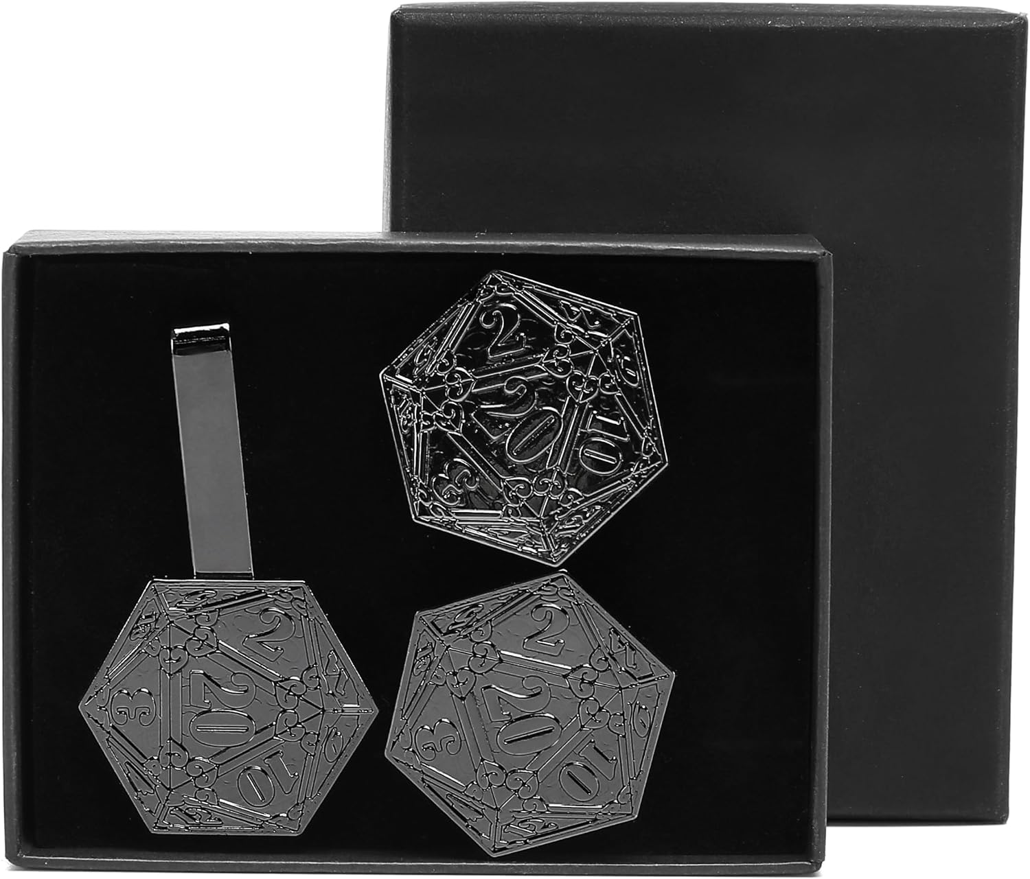 Stylish D&D D20 Cufflinks & Tie Clip Gift Set - Perfect RPG Gamer's Accessory Set image 2