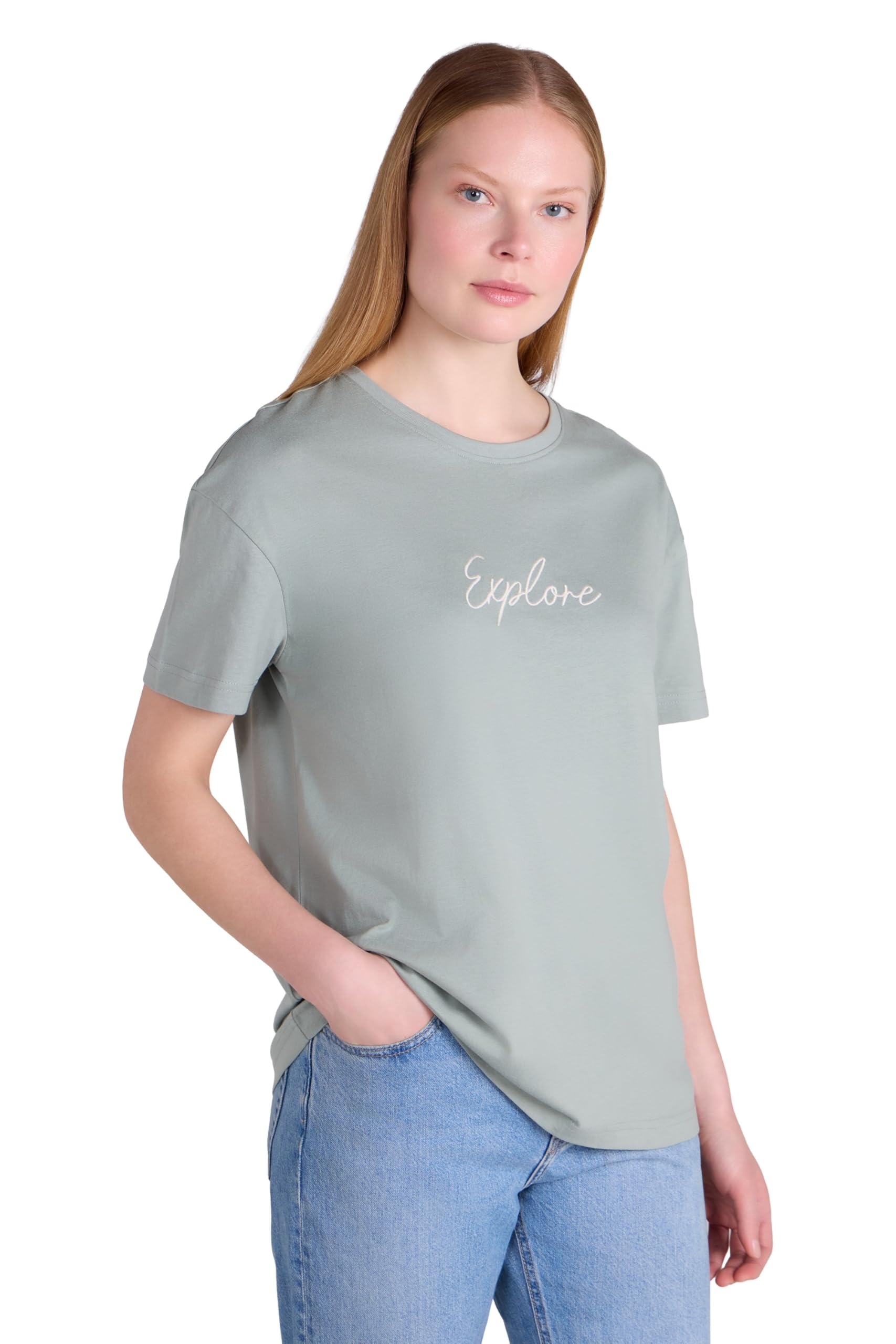 Mountain Warehouse Women's 'Explore' Soft Lightweight Casual Short Sleeve Relaxed Fit T-Shirt in Light Khaki | Size: 14