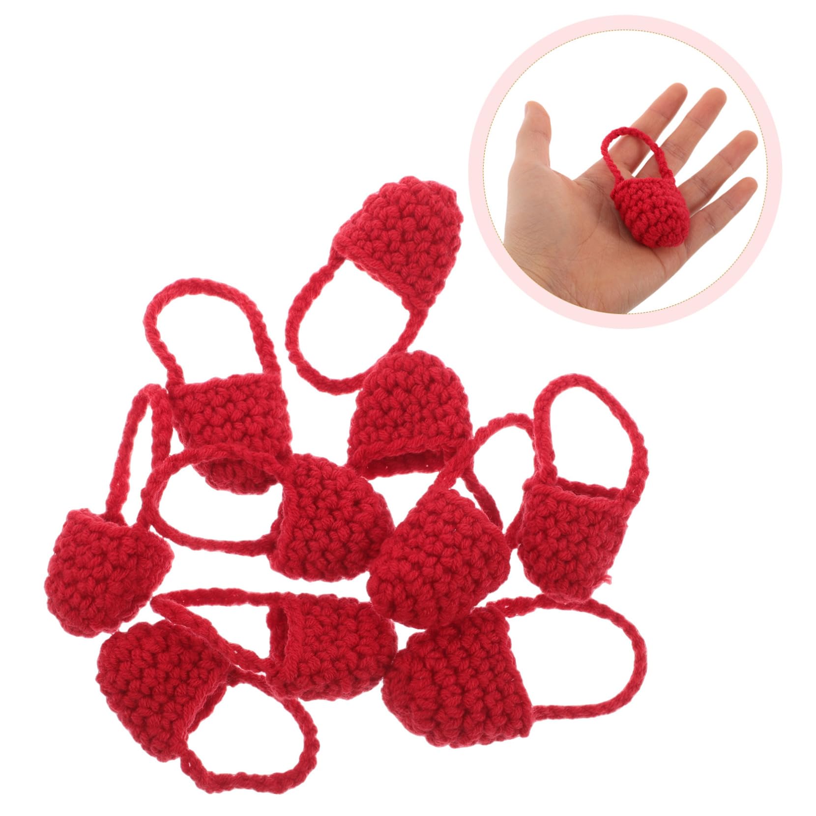 Kisangel Mini Borsa all Uncinetto per Bambole 10 Pezzi in Filato di Lana Resistente all Usura Design Cavo Portatile per Crafting e DIY per Ragazze