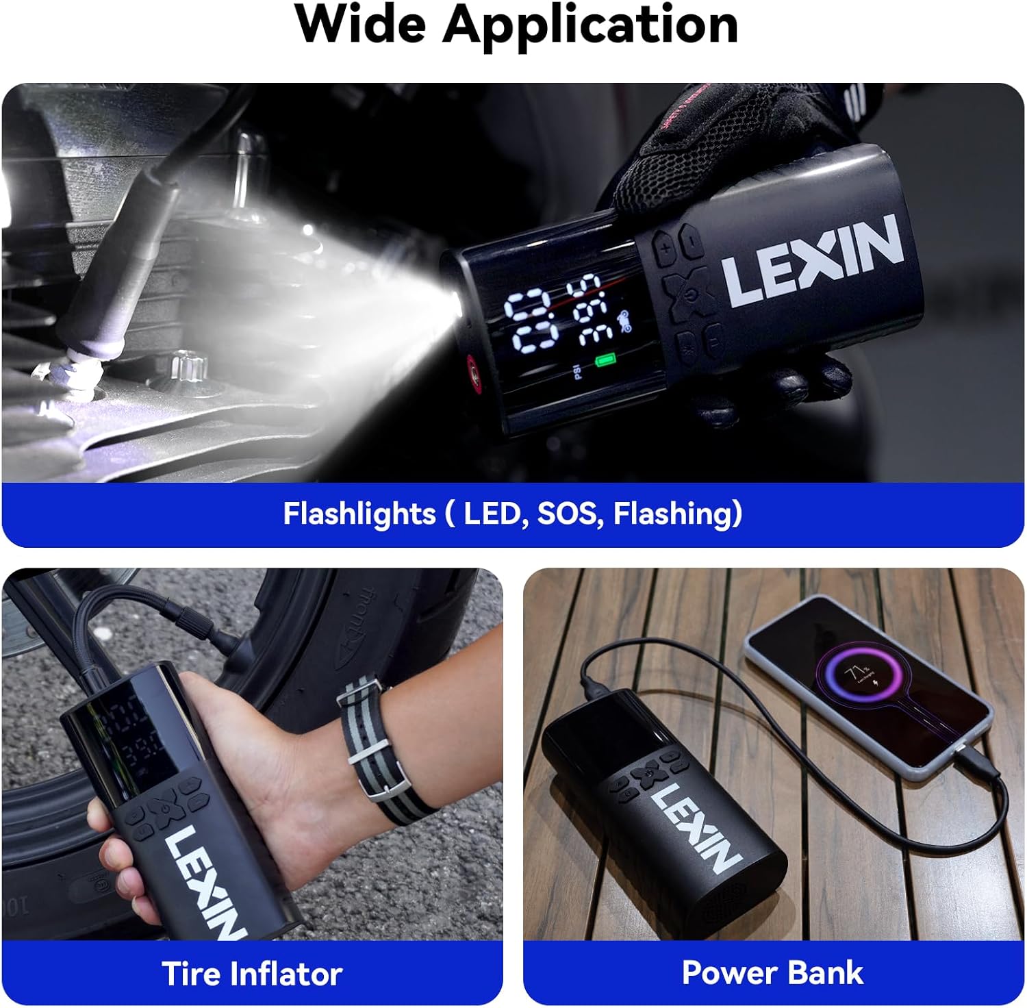 LEXIN P4 Tire Inflator Portable Air Compressor, Bundle with Tire Inflator Hose Extension Kit