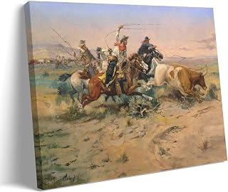 WangTiMin Charles Marion Russell Prints Wall Art Paintings Poster The Herd Quitter Wall Art Picture Painting Canvas Prints Artworks Bedroom Living Room Decor Frame 12x18inch(30x45cm)