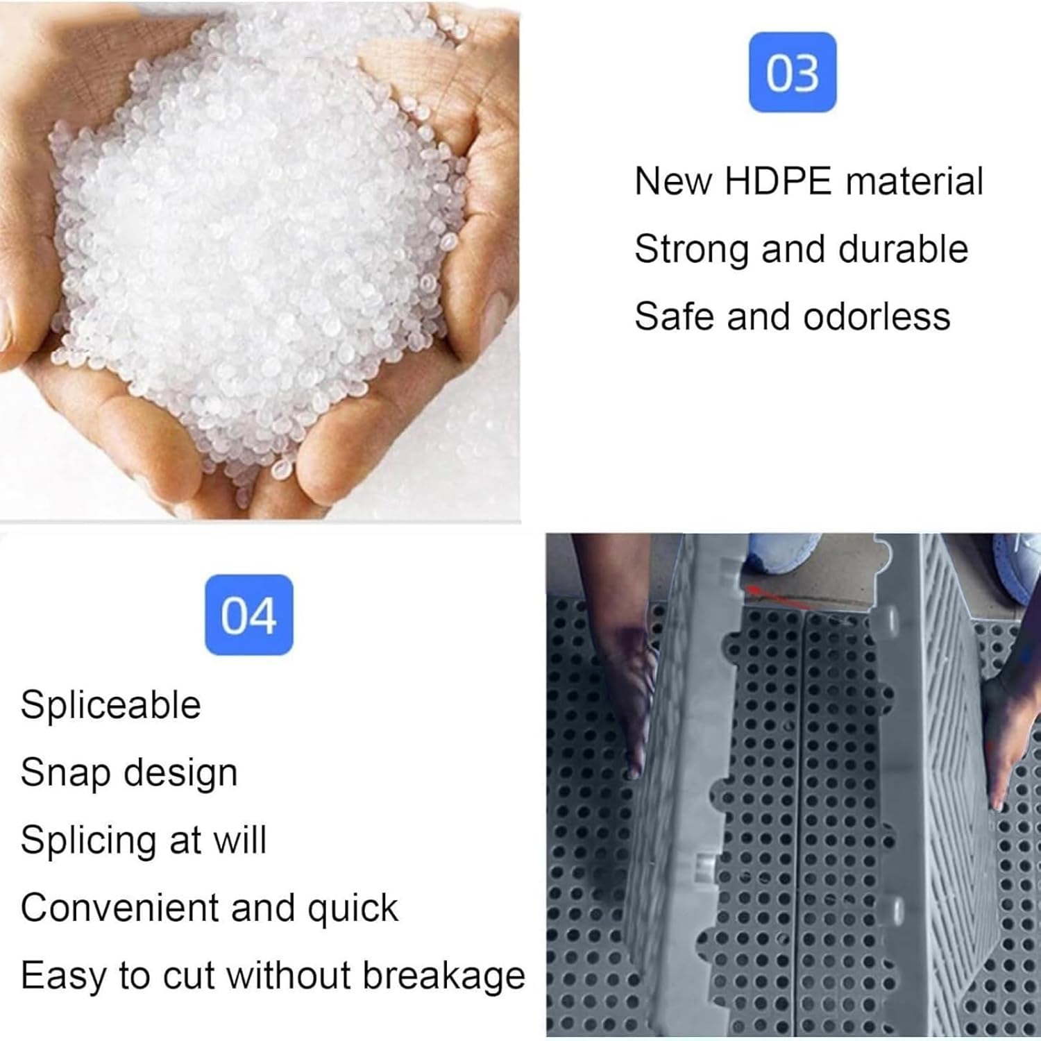 Waterproof Storage Grid Pad, 4 Pcs Nestable Mesh Floor Pallets, HDPE Breathable Grids Article Racks, Lightweight Plastic Pallet for Garage Supermarket Basement,Grey,30x30x3cm