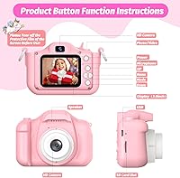 Vista 8 de Cámara Mejorada para Niños para Niñas, Regalos de Navidad y Cumpleaños para Niños, Cámara de Video Digital Selfie HD 1080P para Niños Pequeños
