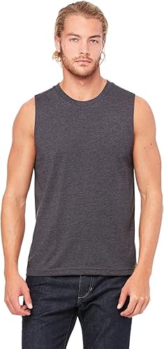 Bella Canvas Camiseta sin mangas para hombre, talla S, DK Grey HTHR, Dk Gris Hthr, Pequeña