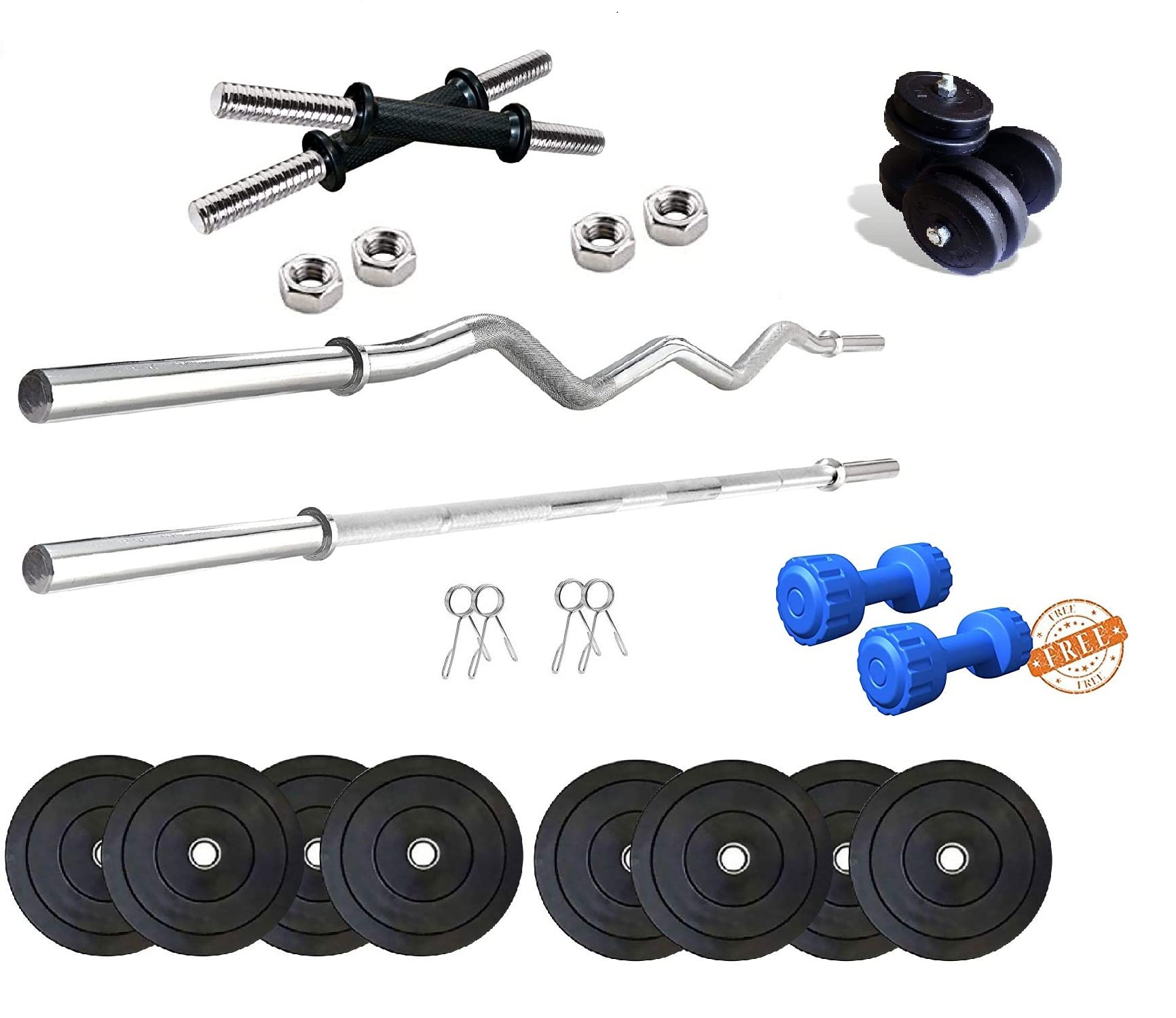 BEACON INTERNATIONAL Rubber Home Gym Combo with 100 Kg Rubber Weight Plates,Rods(Heavy Gauge) for Home Gym Set, Exercise Set (Free PVC Dumbbell Set) (B0B6HP88J7) Amazon Price History, Amazon Price Tracker
