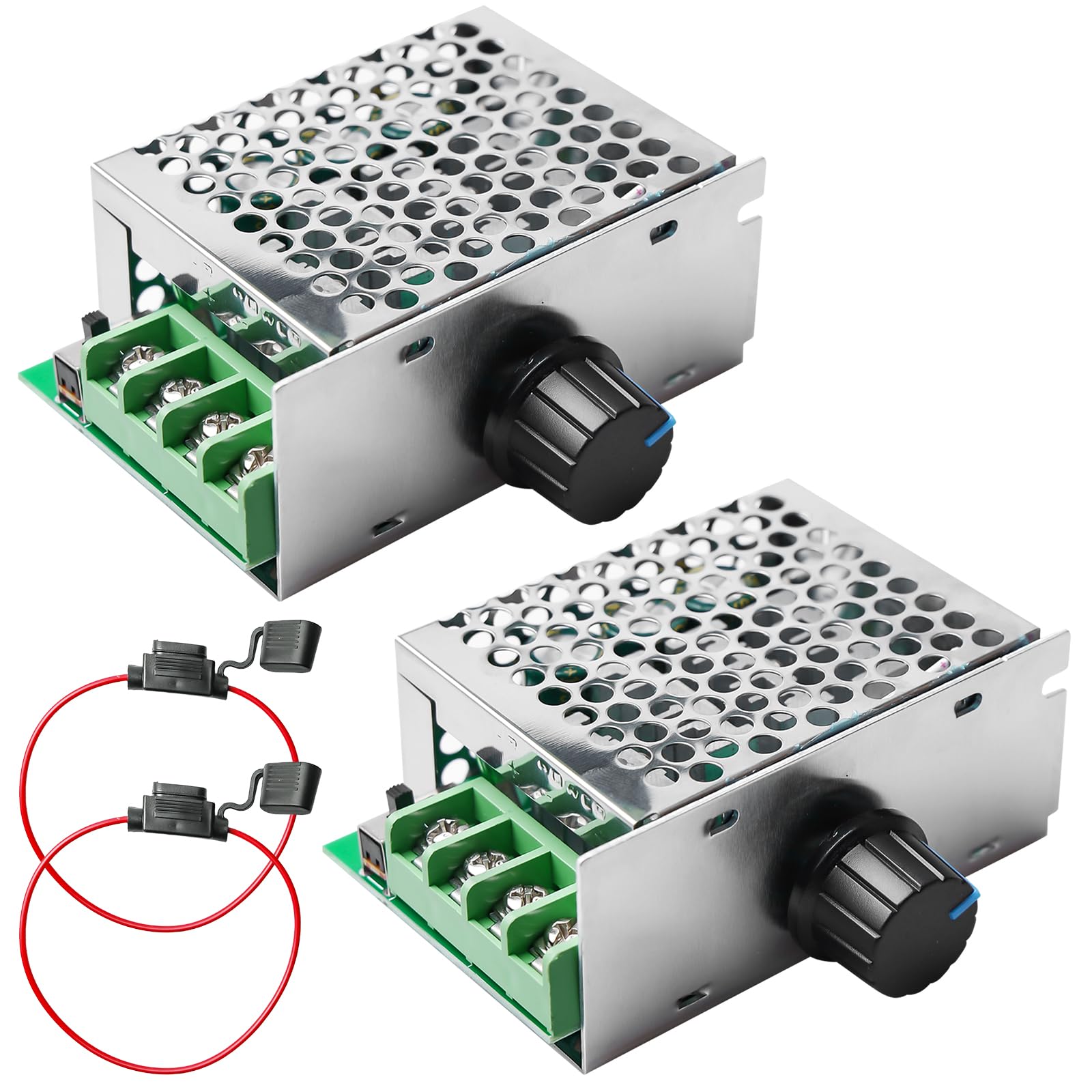 2 regolatori di velocità del motore 12 V: PWM DC 7 – 80 V 30 A, regolatore di velocità del motore, 12 V, 24 V, 48 V, 60 V, 70 V, DC con manopola, regolatore di tensione elettronico del motore