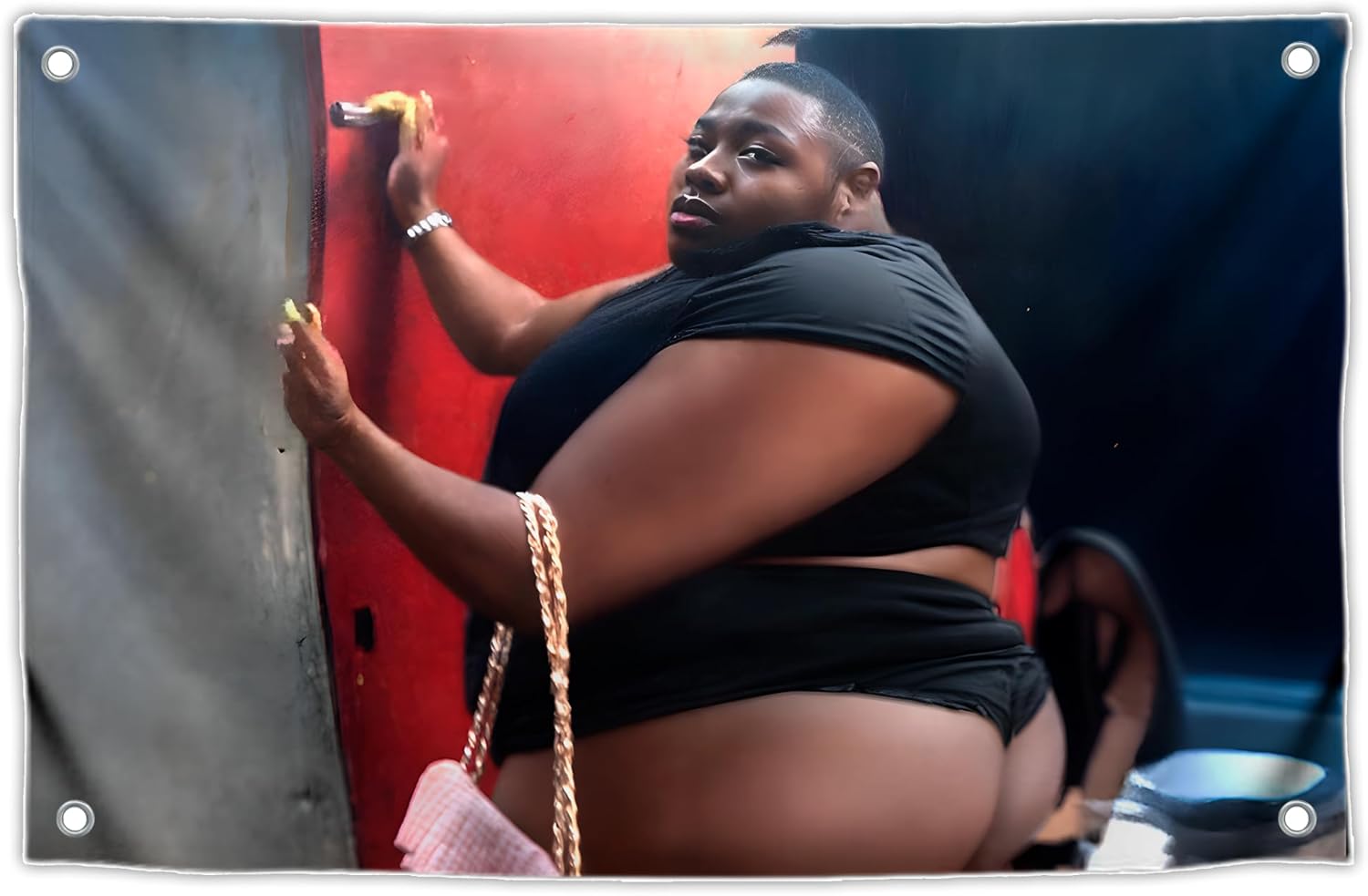 3x5 Feet Funny Black Man in Tight Underwear with Four Brass Grommets - Tapestry Funny Polyester Flag for College Party Indoor and Outdoor Decoration - Cool Meme Flags for Decor Boys Room