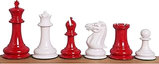 1849 Jacques Cook Staunton - Juego de piezas de ajedrez (9,5 cm), color rojo y blanco