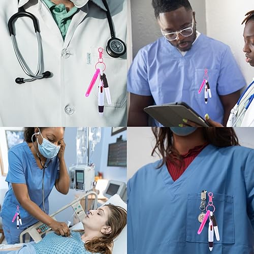 Miniatura 3 de SIRAHOSI Juego de mini rotuladores para enfermera, bolígrafos para enfermera, incluye resaltador de punta rosa y naranja, 2 rotuladores permanentes