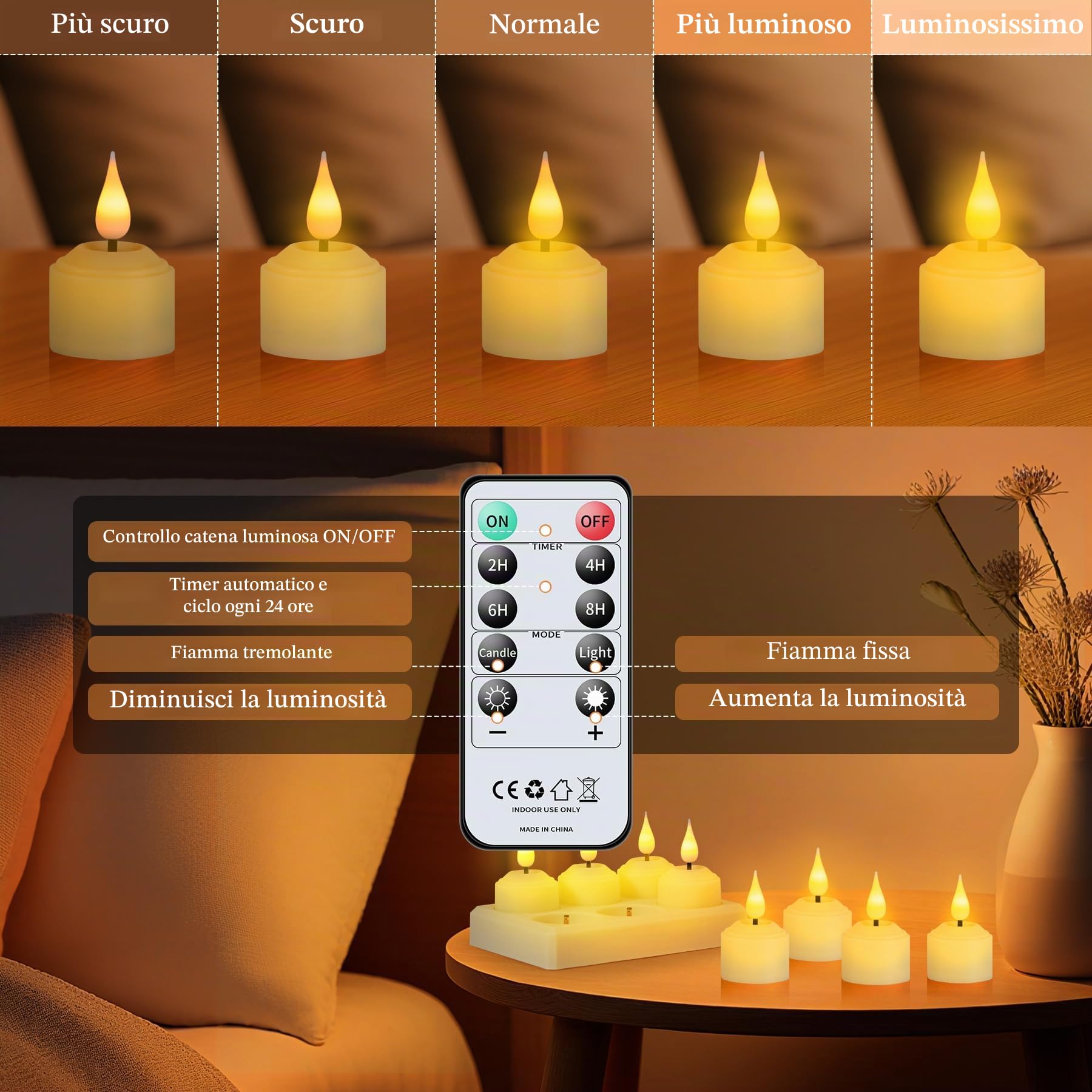 Forever Speed 12 Pezzi Candele LED Ricaricabili con Stazione di Ricarica e Telecomando, Lumini LED Elettriche Flameless Candele per Decorazione per Feste, Matrimonio, Regali