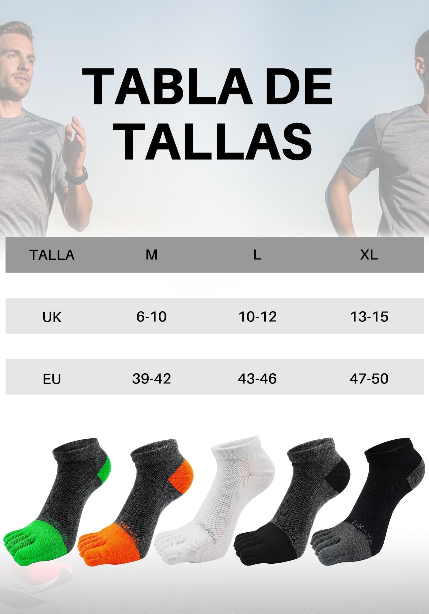 Calcetines con Dedos Deporte Hombre: Calcetines 5 Dedos de Pies Separados Algodón Transpirable para Correr