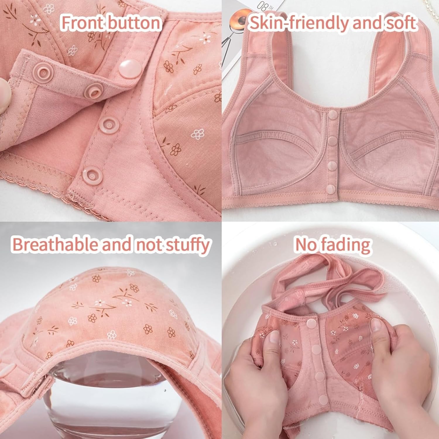 Daisy Bras for Older Women Front Closure No Underwire Nursing Bras with Support