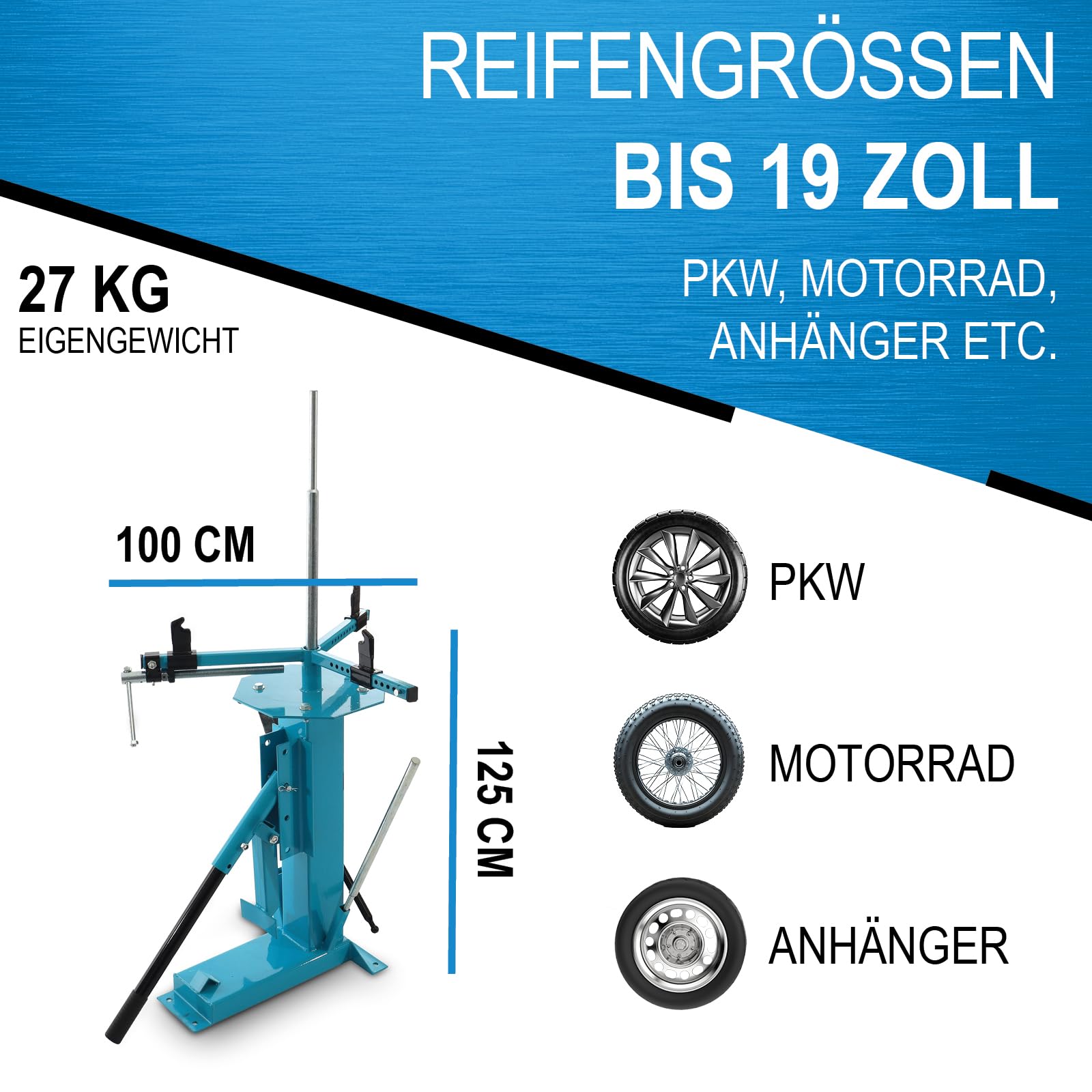 Bituxx Reifenmontiermaschine Reifenmontiergerät Montagegerät Reifenmontagegerät Reifenmontagemaschinen Motorrad PKW Anhänger von 4 bis 19 Zoll