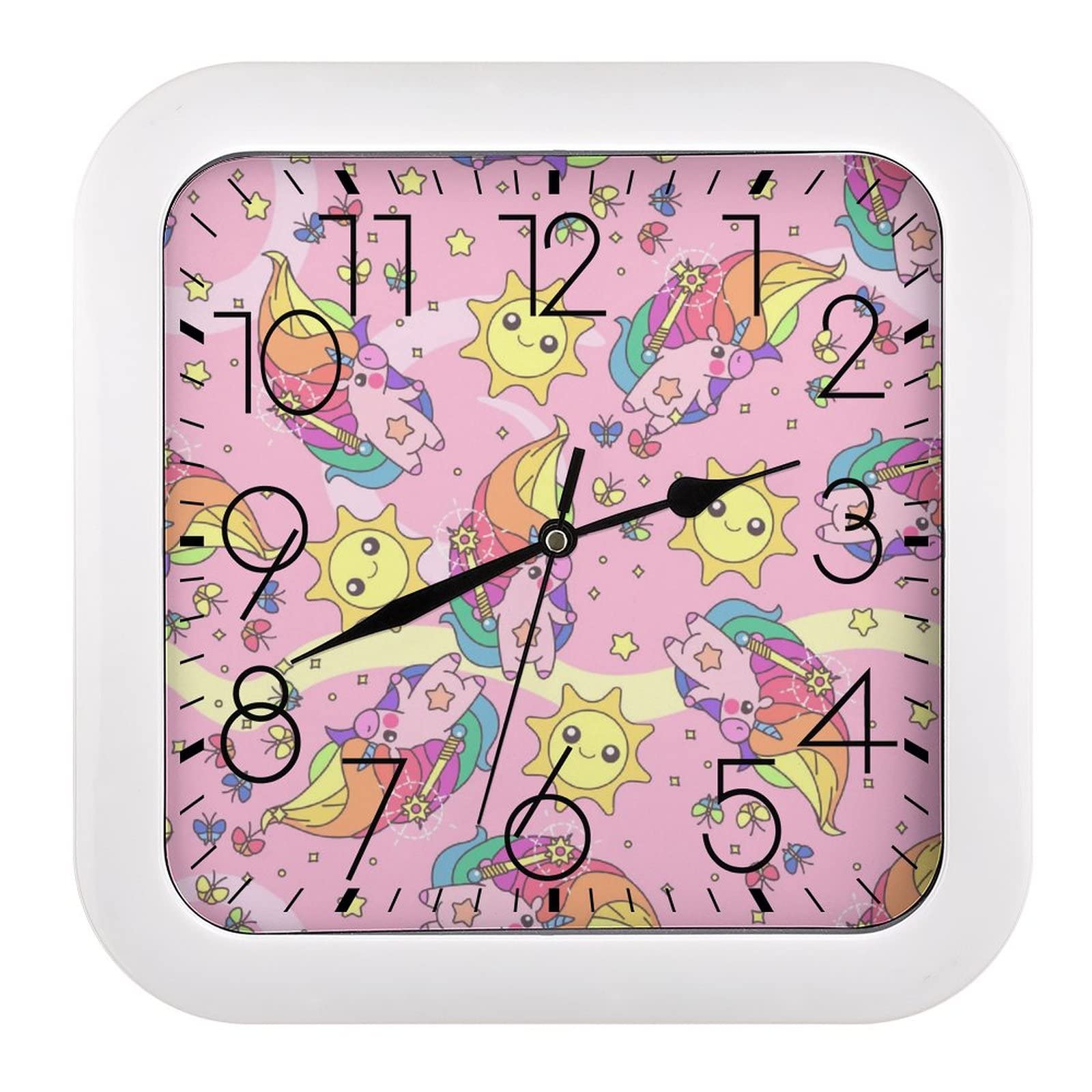 Pendule murale silencieuse licorne moderne pour maison ecole bureau