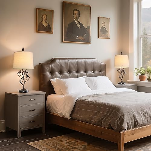 Miniatura 8 de Juego de 2 lámparas de mesa táctiles de granja de 27 pulgadas para sala de estar con 3 vías regulables 2 puertos USB, lámpara de mesita de noche de