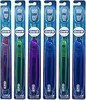 Oral-B Indicator Soft Toothbrushes, Compact Head Flat Trim Pack of 6 - Fading Bristles, ADA Accepted, Dentist #1 Choice