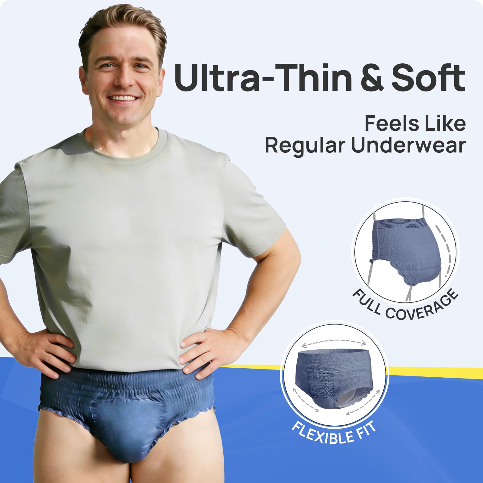 SUNKISS Pannolino Adulto Uomo Ultra Sottile Assorbimento Rapido XXL, 72 Unità | Slip assorbente da uomo, incontinenza moderata, protezione discreta e confortevole