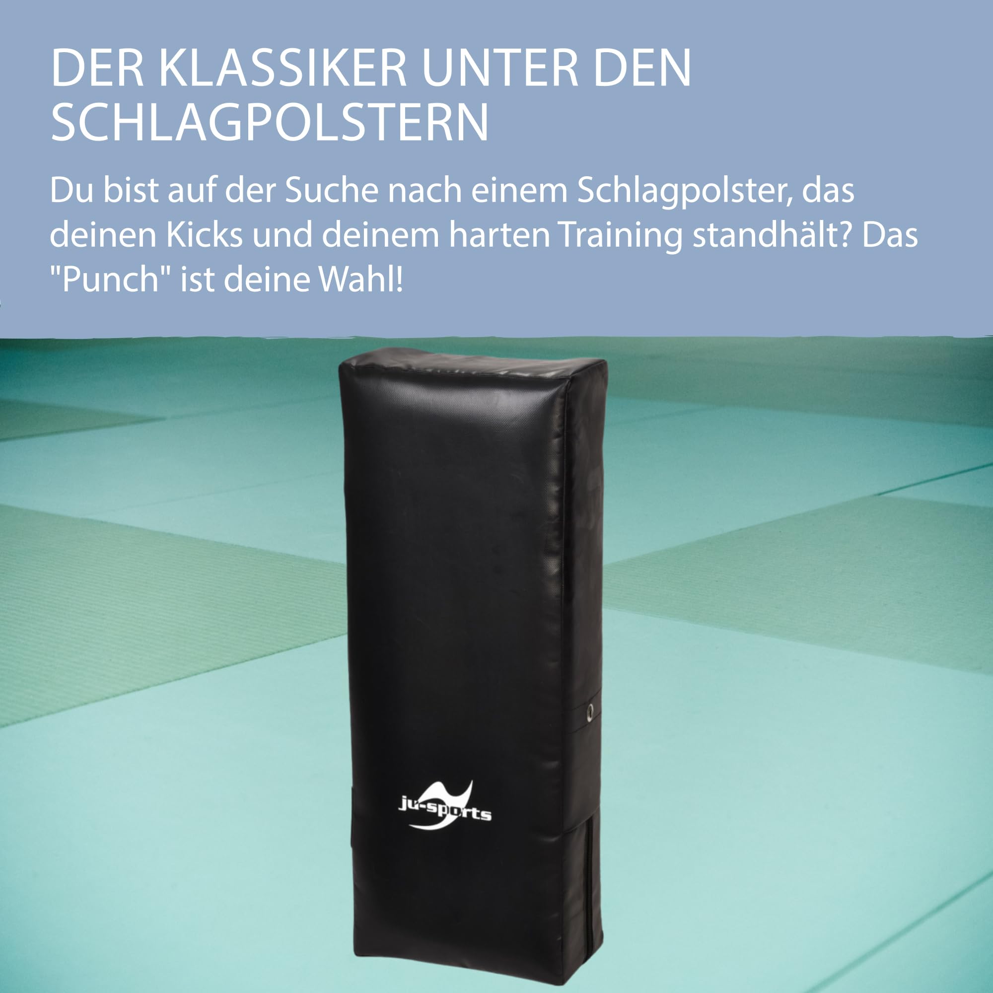 Ju-Sports Schlagpolster Kampfsport Punch groß 75 x 30 x 15cm - Gerade Pratzen Kickboxen & Taekwondo aus Kunstleder, Ideal zum Trainieren von Kicks, 3 Schlaufen