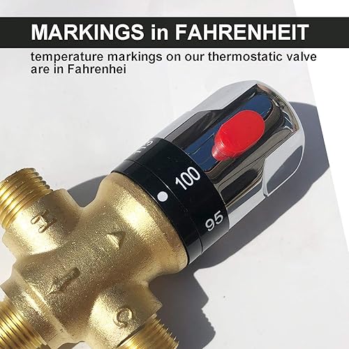 Miniatura 9 de Válvula mezcladora termostática,Válvula mezcladora de ducha con conexiones macho 12 NPT,Válvula de control constante de temperatura del agua,Latón