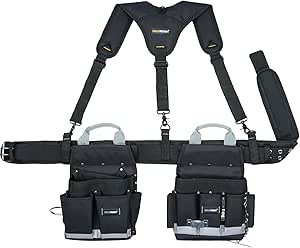 MELOTOUGH Elektricien Tool Pouch Tas met Schouderriem Gereedschap Riem Pouch met Regenhoes en Elektrische Tape Strap, Hamer Houder Elektriciens Tool Bag (20 zakken
