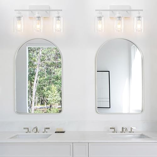 Miniatura 2 de 3 lámparas blancas para baño, luz de tocador sobre el espejo, apliques de iluminación de pared modernos, lámpara de pared industrial rústica para