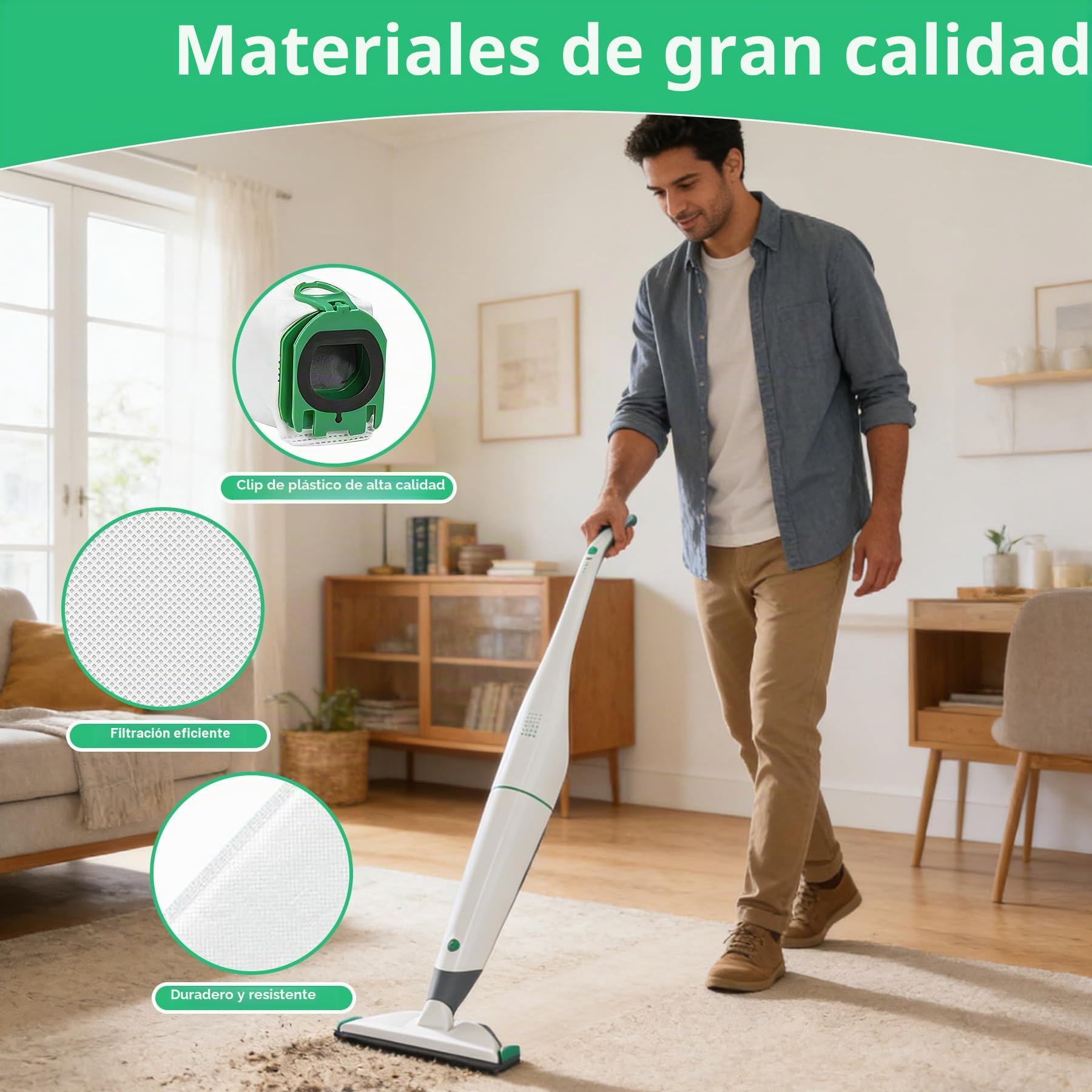 14 Bolsas de Aspiradora, Bolsas Aspirador para Vorwerk Kobold VB100, Con 4 Filtros de Motor, 2 Cepillos,Bolsas de Limpieza de Repuesto Para Vorwerk Kobold VB100, Instalación Fácil, Alta Durabilidad